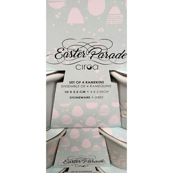 Ciroa Ramekins Happy Easter Pastel Purple Bunny Rabbit Candy Dish Stoneware New - Picture 5 of 5